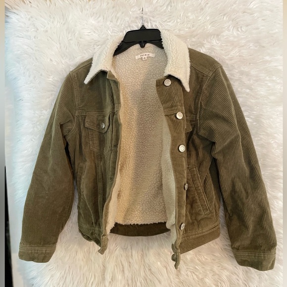 PacSun Corduroy Sherpa Lined Faux Fur Women’s Trucker Button Down Jacket. Small - Picture 2 of 9